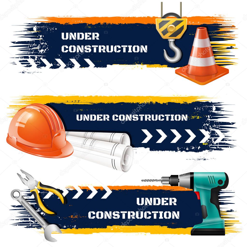 Under Construction Realistic Banners
