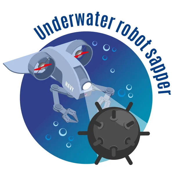 Undervattensrobot Sapper runda bakgrund — Stock vektor