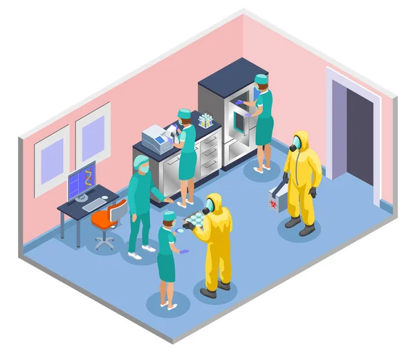 Microbiology Isometric Composition — Stock Vector