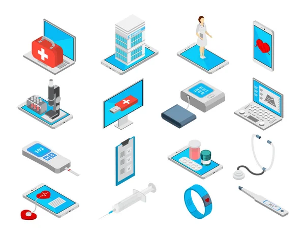 Mobile Medicine Icons Set — Stock Vector