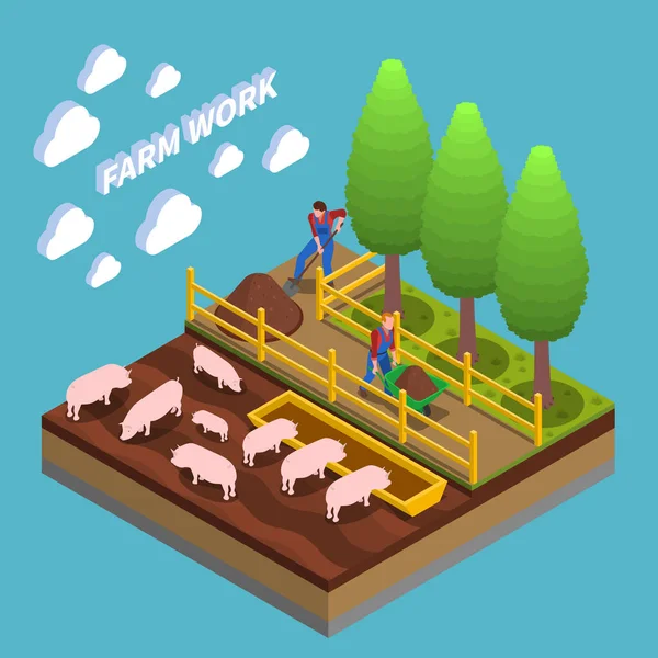 Agricultural Isometric Composition — Stock Vector