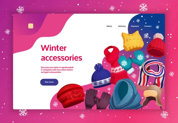 Winter Accessories Landing Page — Stock Vector