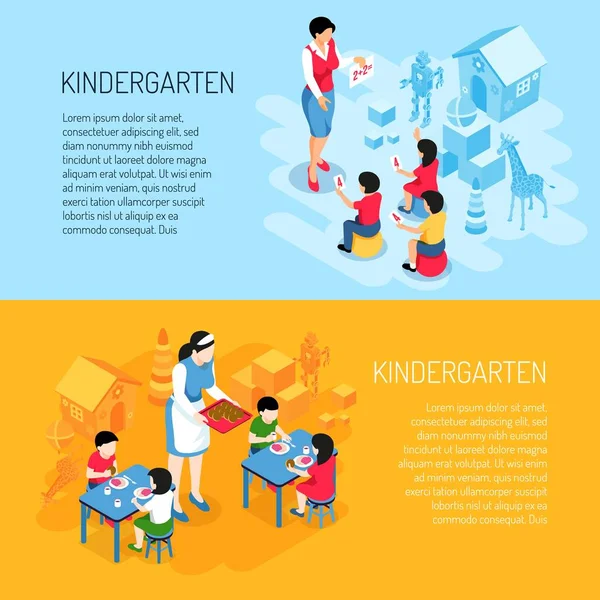 Kindergarten isometrische Banner — Stockvektor