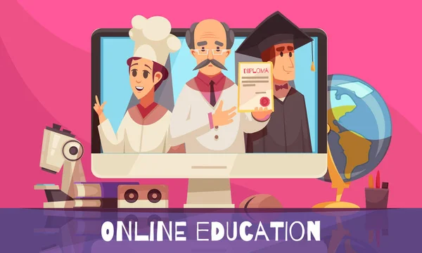 Мультфильм об онлайн-образовании — стоковый вектор