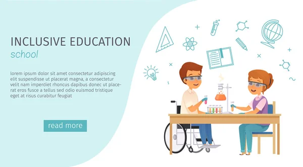 Inclusion Inclusive Education Cartoon Banner — Stock Vector