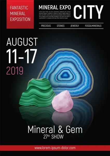 Gerçekçi taş Mineral Expo Poster — Stok Vektör