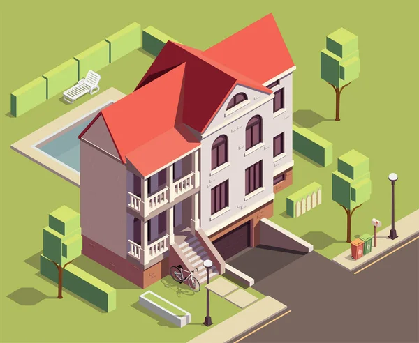 Composition du bâtiment résidentiel de banlieue — Image vectorielle