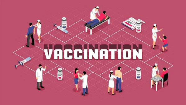Vacinação Fluxograma Isométrico — Vetor de Stock