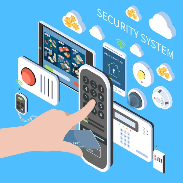 Security System Isometric Composition — Stock Vector