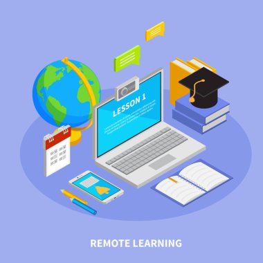 Online Education Isometric Concept clipart