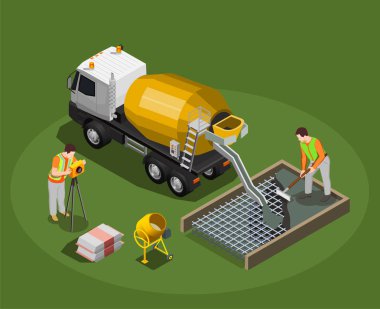 Beton üretim izometrik kompozisyonu