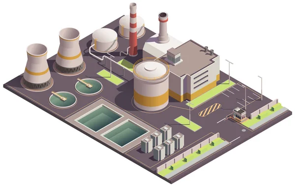 Composição Isométrica do Sítio Industrial —  Vetores de Stock