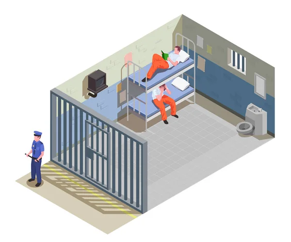 Vězení vězení izometrické složení — Stockový vektor