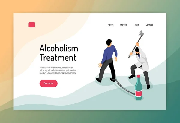 Alkoholizmus izometrikus weblap — Stock Vector