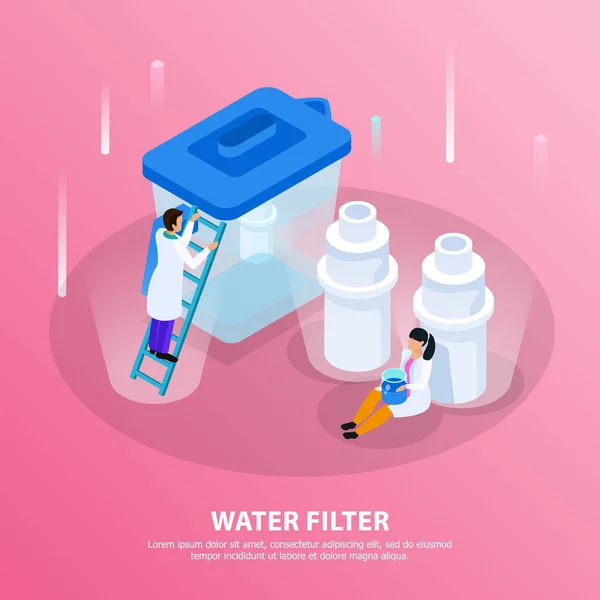 Water Purification Isometric Background — Stock Vector