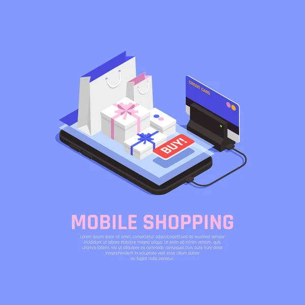 Mobile Shopping e e-commerce concetto — Vettoriale Stock