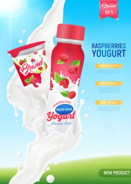 Gerçekçi yoğurt reklamları kompozisyon