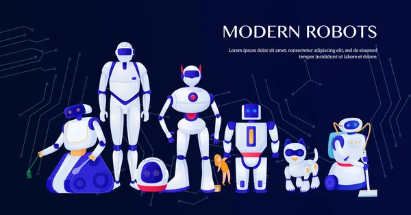 Modern robotlar illüstrasyon — Stok Vektör