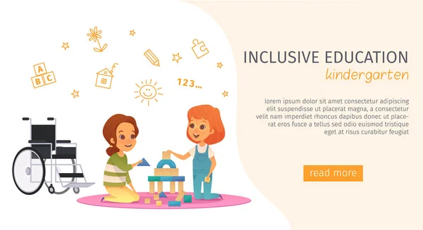 Banner de educação inclusiva de inclusão — Vetor de Stock