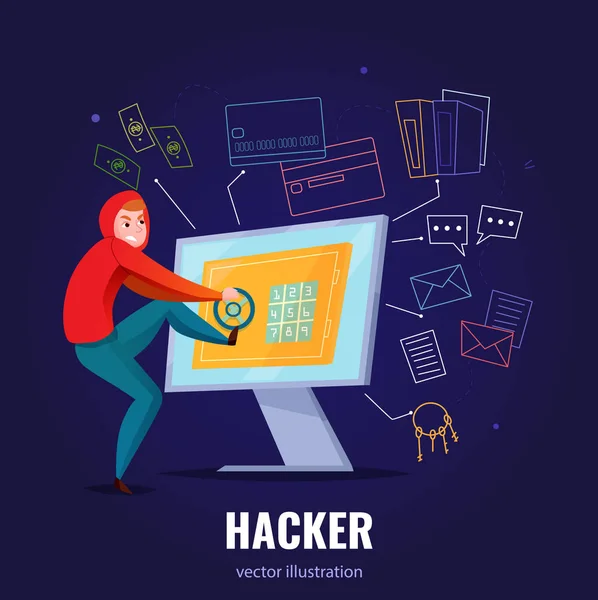 Hacker Composición segura — Vector de stock