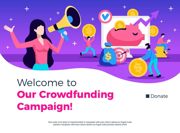 Crowdfunding εκστρατεία προώθησης σχεδίου — Διανυσματικό Αρχείο