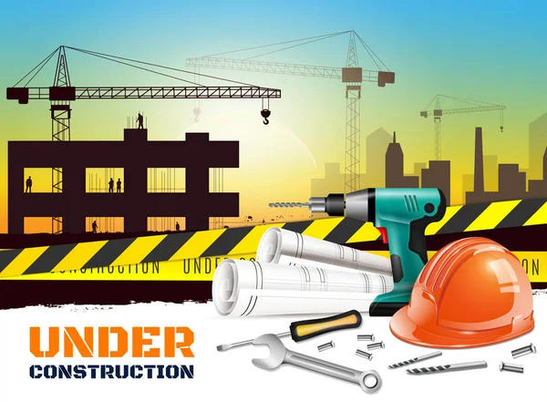 Realistic Construction Background — Stock Vector