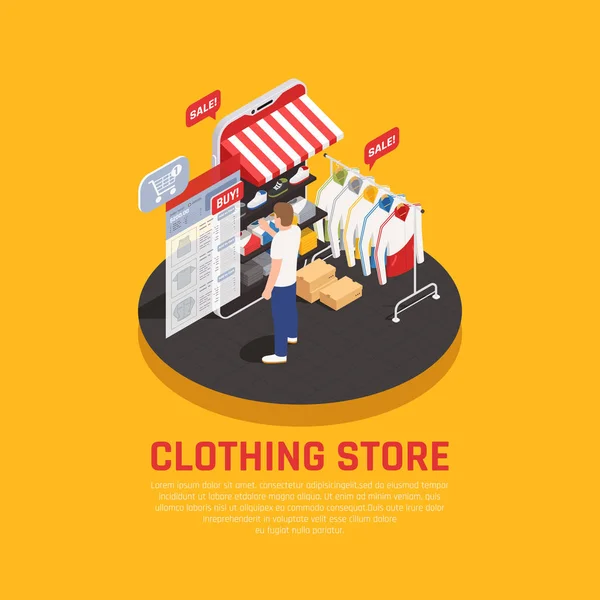 Mobile Shopping Isometric Concept — Stock Vector