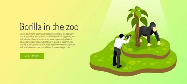 Banner horizontal isométrico del zoológico — Vector de stock