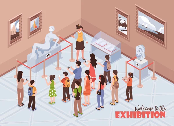 Museo isométrico Exposición Antecedentes — Archivo Imágenes Vectoriales