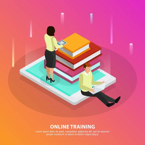 On line Training isometrische ontwerpconcept — Stockvector