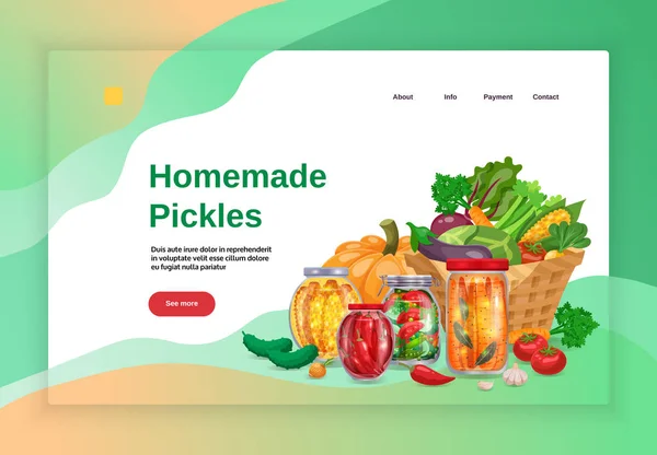 Pickles Concept Pagina web — Vettoriale Stock