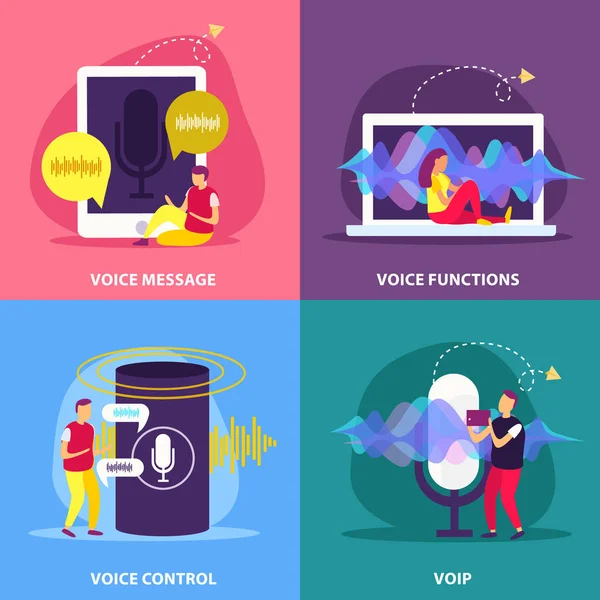 Voice Functions 2x2 Design Concept — Stock Vector
