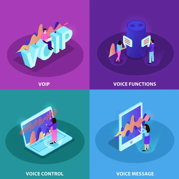 Control de voz Concepto de diseño 2x2 — Vector de stock