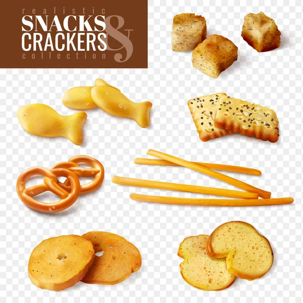 Crackers en Snacks transparant Set — Stockvector