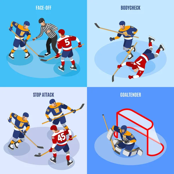 Хоккейная изометрическая концепция — стоковый вектор