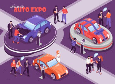 Auto Expo izometrik kompozisyon