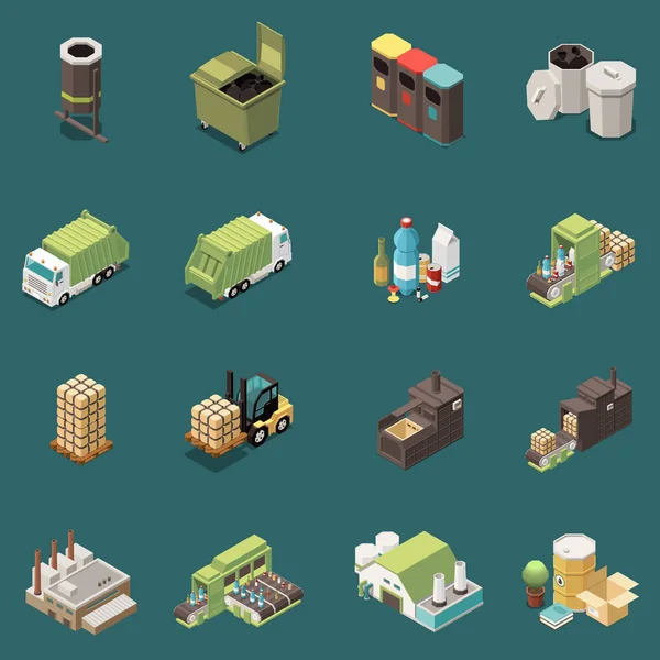 Geïsoleerde Garbage, Recycling van Icon Set — Stockvector