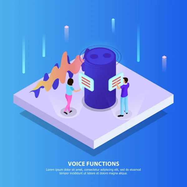 Funciones de voz Fondo isométrico — Vector de stock
