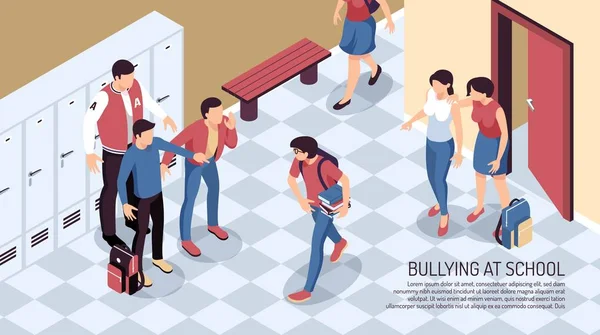 Antecedentes Isométricos do bullying escolar — Vetor de Stock