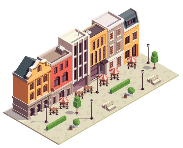 City Street Isometric Composition — Vector de stoc