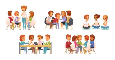 Grup terapisi karikatür Icon Set