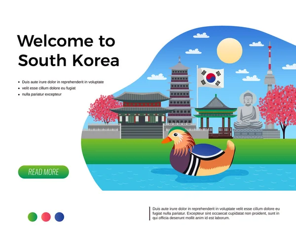 Korea Selatan Selamat Datang Banner - Stok Vektor