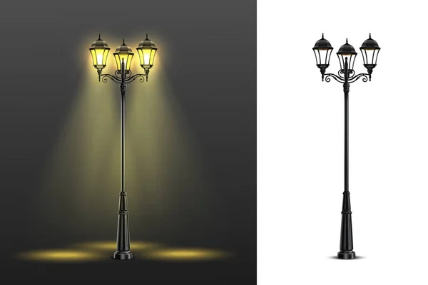 Ensemble de composition réaliste pour lampadaires — Image vectorielle