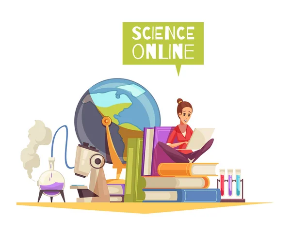 Science Degree Online Composition — Stock Vector