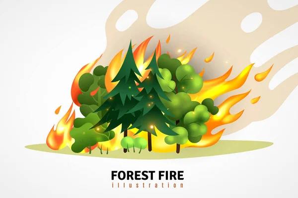 Forest Fire tecknad Illustration — Stock vektor