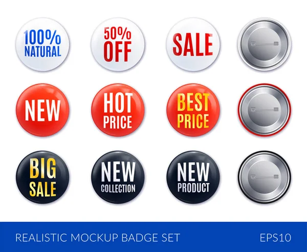 Realistic Badge Sticker Icon Set — Stock Vector