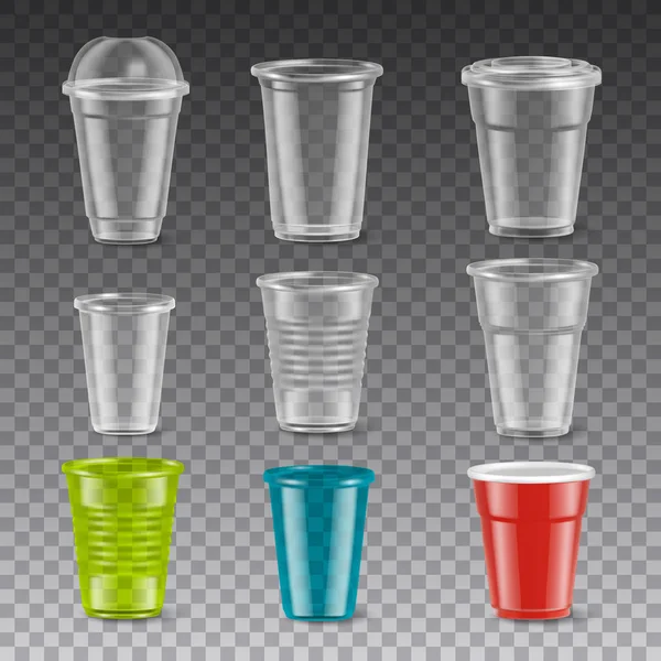 Zestaw plastikowych szklankach — Wektor stockowy