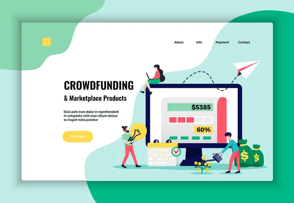 Crowdfunding Concept Conception de site Web — Image vectorielle