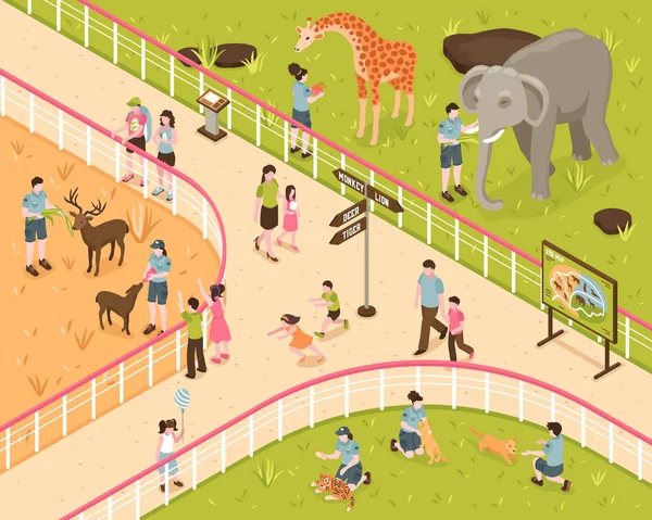 Animal Park Isometric Composition — Stock Vector