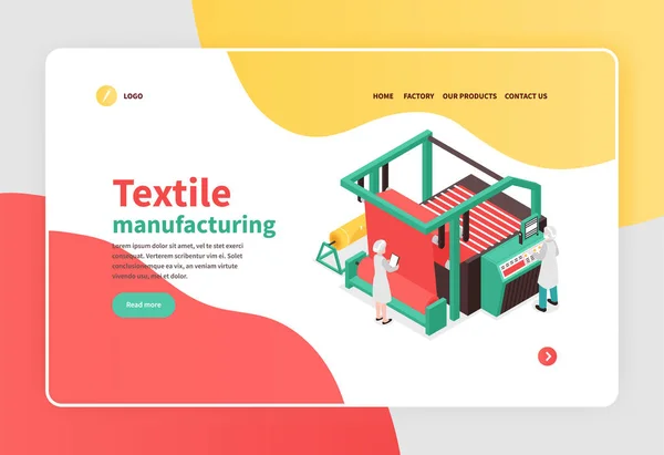 Textiel fabriek isometrische Banner — Stockvector